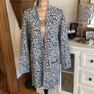 Ruby Rd Women's Black & White 3/4 Length Open Front Cardigan Size XL
